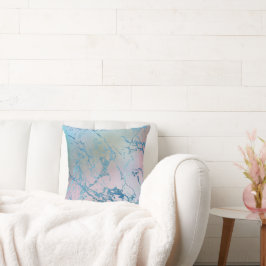 Iridescent Marble | Trendig Faux Holo Blue Rosa Kudde