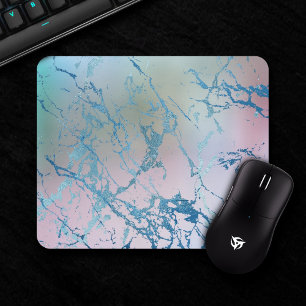 Iridescent Marble Trendig Faux Holo Blue Rosa Musmatta