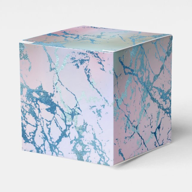 Iridescent Marble | Trendig Faux Holo Blue Rosa Presentaskar (Framsidan Sidan)