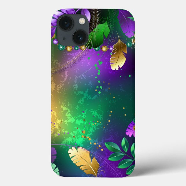 Iridescent mardi gras-bakgrund med pärlor (Baksida)