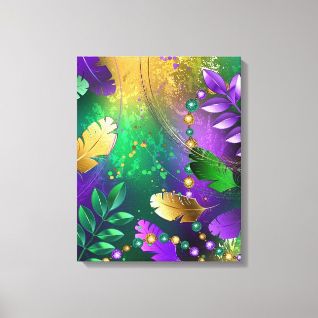 Iridescent mardi gras-bakgrund med pärlor canvastryck (Framsida)