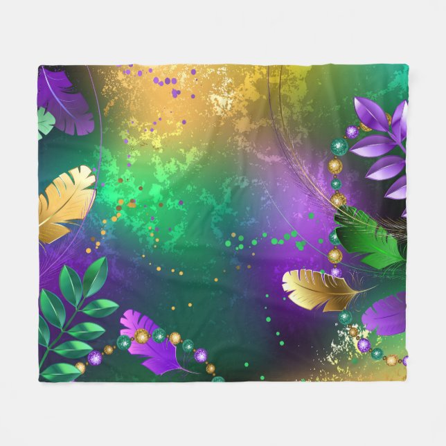 Iridescent mardi gras-bakgrund med pärlor fleecefilt (Framsidan (Horisontell))