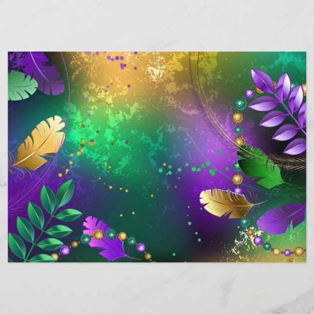 Iridescent mardi gras-bakgrund med pärlor flygblad (Framsidan)