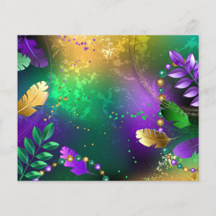 Iridescent mardi gras-bakgrund med pärlor flygblad