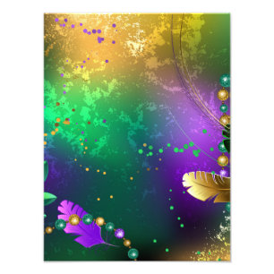 Iridescent mardi gras-bakgrund med pärlor fototryck