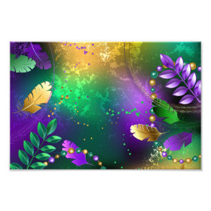 Iridescent mardi gras-bakgrund med pärlor fototryck