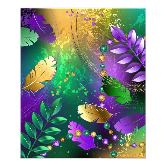Iridescent mardi gras-bakgrund med pärlor fototryck (Framsidan)