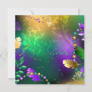 Iridescent mardi gras-bakgrund med pärlor inbjudningar