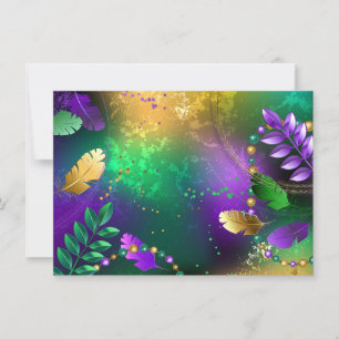 Iridescent mardi gras-bakgrund med pärlor inbjudningar