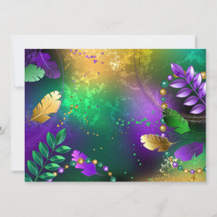 Iridescent mardi gras-bakgrund med pärlor inbjudningar