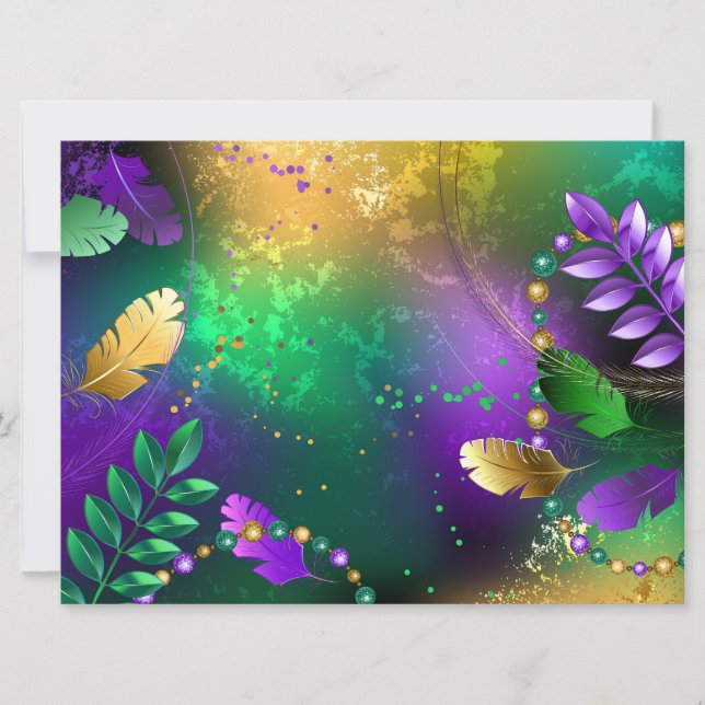 Iridescent mardi gras-bakgrund med pärlor julkort (Framsida)