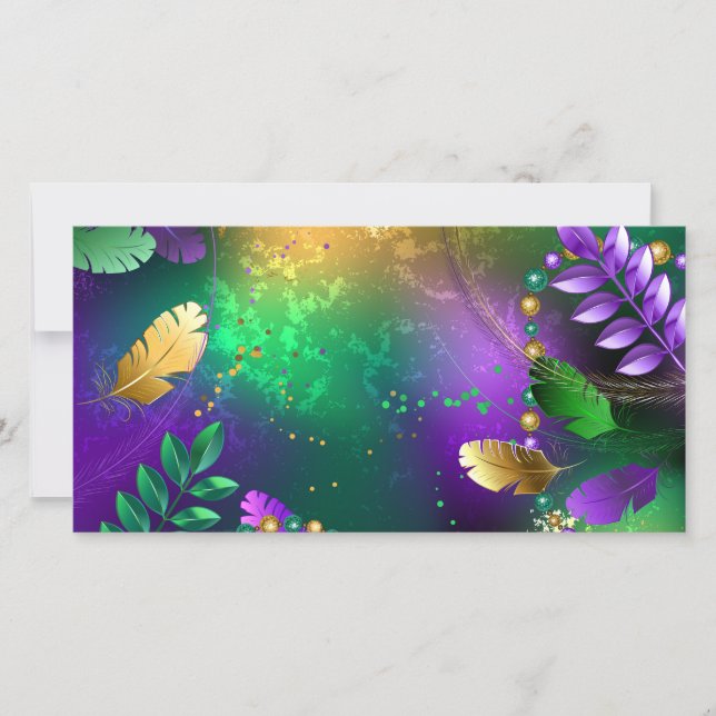 Iridescent mardi gras-bakgrund med pärlor julkort (Framsida)
