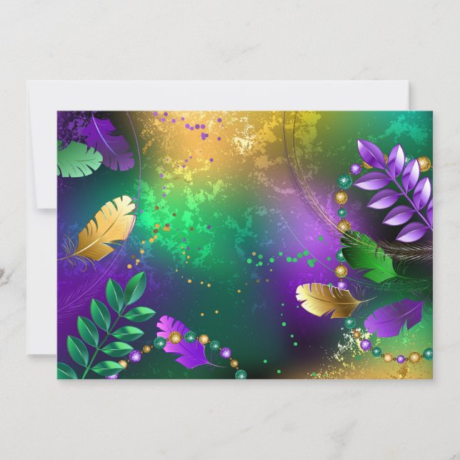 Iridescent mardi gras-bakgrund med pärlor julkort (Framsida)