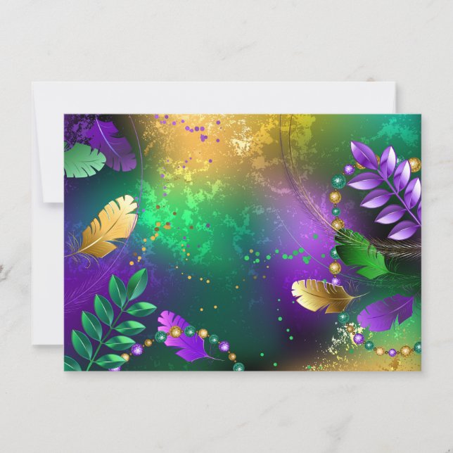 Iridescent mardi gras-bakgrund med pärlor julkort (Framsida)