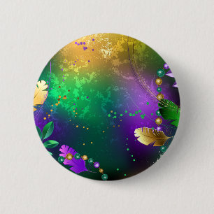 Iridescent mardi gras-bakgrund med pärlor knapp