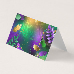 Iridescent mardi gras-bakgrund med pärlor kort