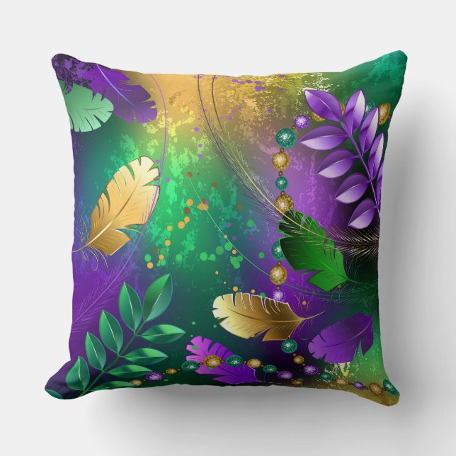 Iridescent mardi gras-bakgrund med pärlor kudde (Framsida)