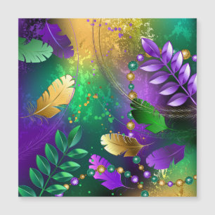 Iridescent mardi gras-bakgrund med pärlor magnetisk inbjudningskort
