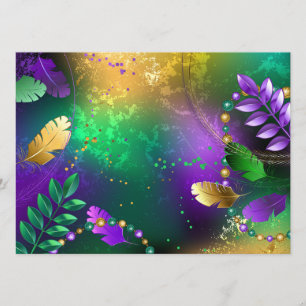 Iridescent mardi gras-bakgrund med pärlor meny