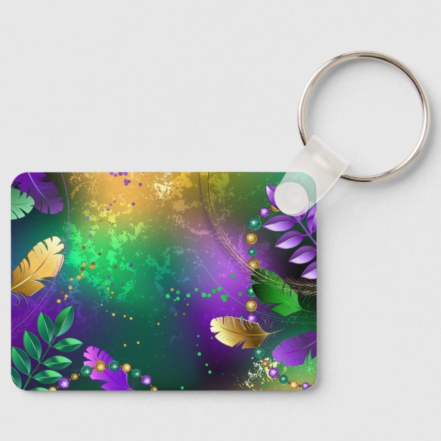 Iridescent mardi gras-bakgrund med pärlor nyckelring (Framsida)