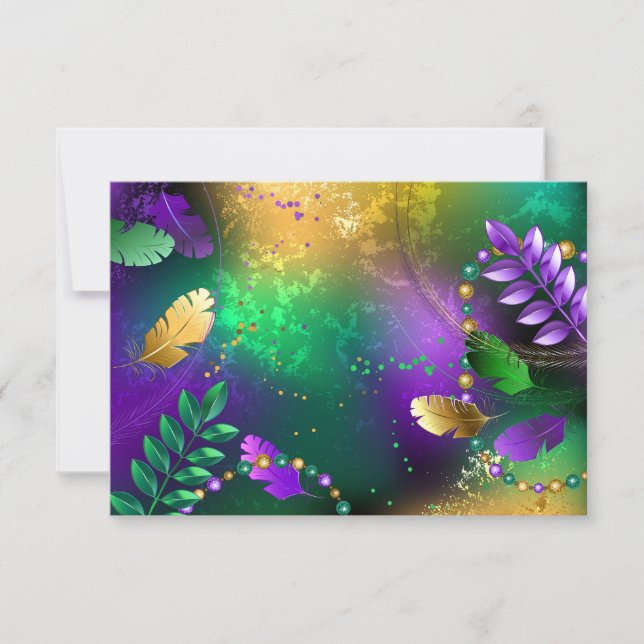 Iridescent mardi gras-bakgrund med pärlor OSA kort (Framsida)