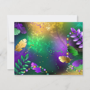 Iridescent mardi gras-bakgrund med pärlor OSA kort