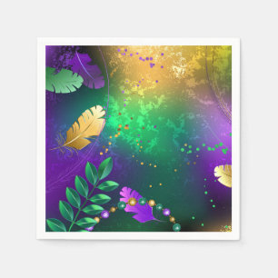 Iridescent mardi gras-bakgrund med pärlor pappersservett