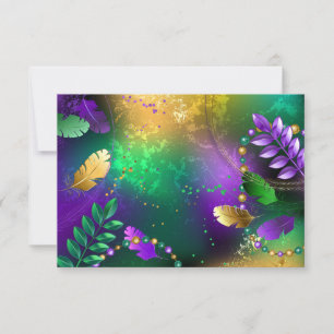 Iridescent mardi gras-bakgrund med pärlor rådkort