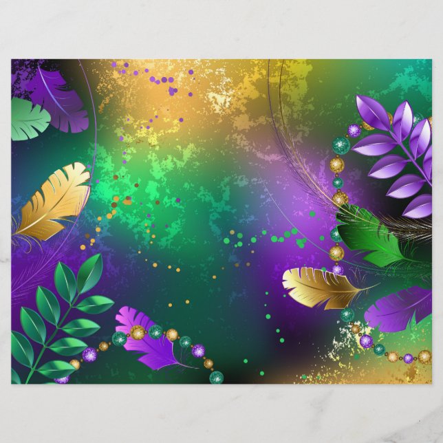 Iridescent mardi gras-bakgrund med pärlor reklamblad (Framsidan)