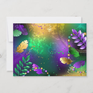 Iridescent mardi gras-bakgrund med pärlor spara datumet