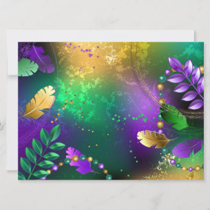 Iridescent mardi gras-bakgrund med pärlor spara datumet