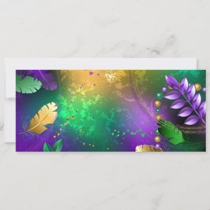 Iridescent mardi gras-bakgrund med pärlor spara datumet