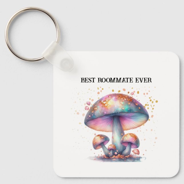 Iridescent Mushroom Roomie Charm Best Roommate Nyckelring (Framsida)
