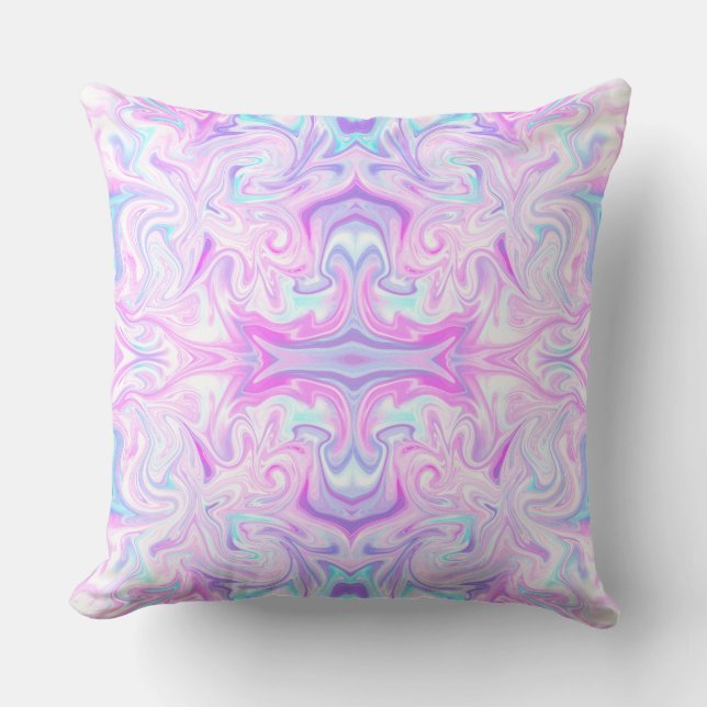 Iridescent Pastel Swirl Abstrakt Mönster Design Kudde (Framsida)