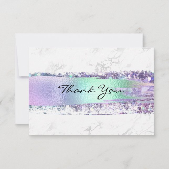 Iridescent Rainbow Foil Brush Stroke Marble Tack Kort (Framsida)