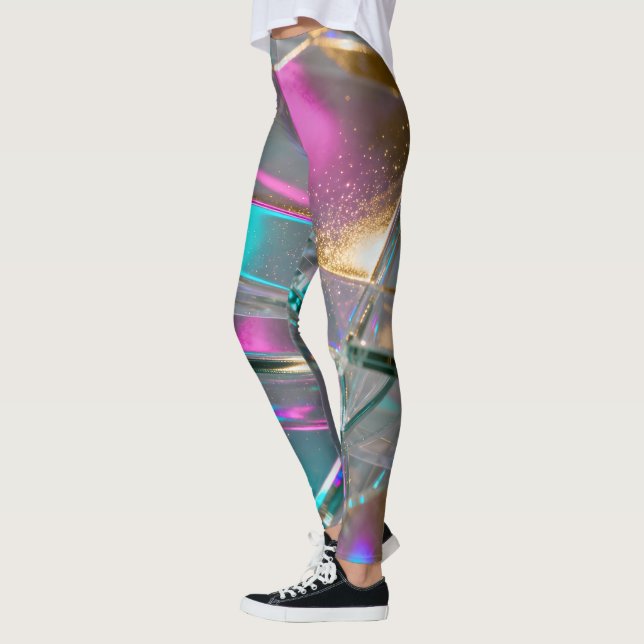 Iridescent Rainbow  - Holographic Glitter  Leggings (Vänster)