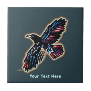 Iridescent Raven Kakelplatta