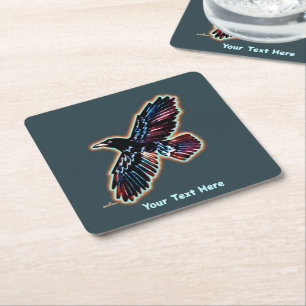 Iridescent Raven Underlägg Papper Kvadrat