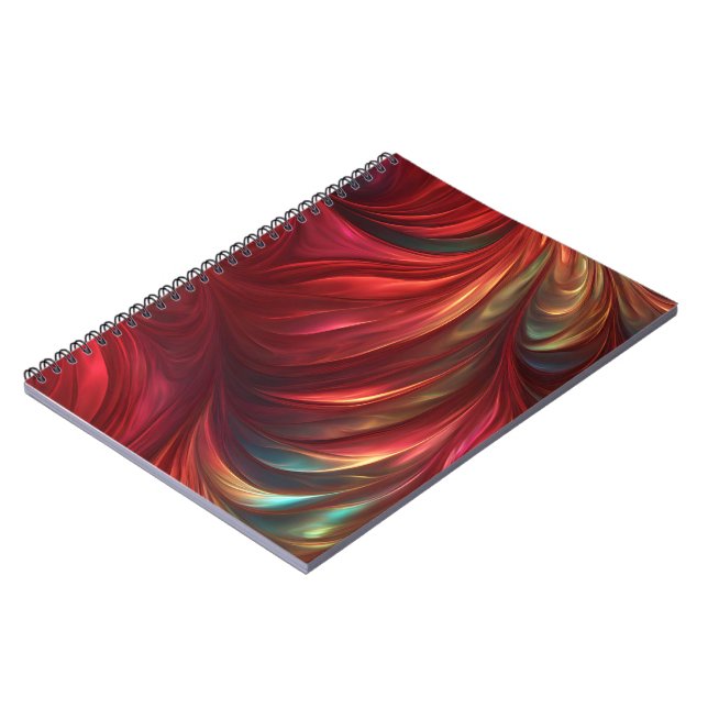Iridescent Red Abstrakt Swirl Anteckningsbok (Vänstra Sidan)