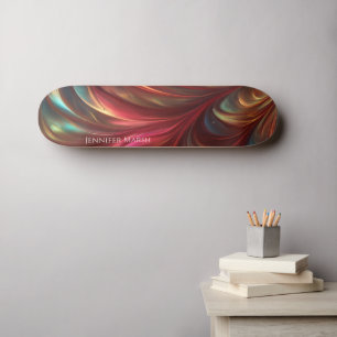 Iridescent Red Abstrakt Swirl Mini Skateboard Bräda 18,5 Cm