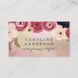 Iridescent Rosa & Guld med Boho Flowers Visitkort
