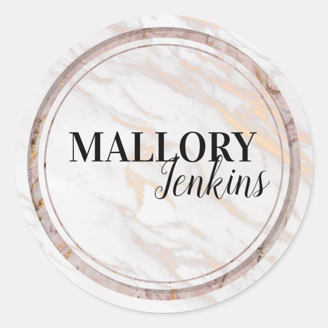 Iridescent Rosa Marble Runt Klistermärke (Framsida)