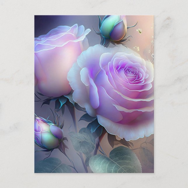 Iridescent Rosa ros Closeup Vykort (Framsida)