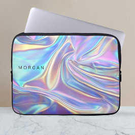 Iridescent Shiny Metallic Fabric, Namn Laptop Fodral