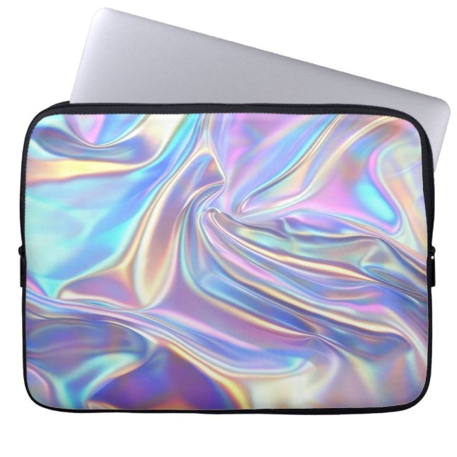 Iridescent Shiny Metallic Fabric, Teal Guld Lila Laptop Fodral (Framsidan)
