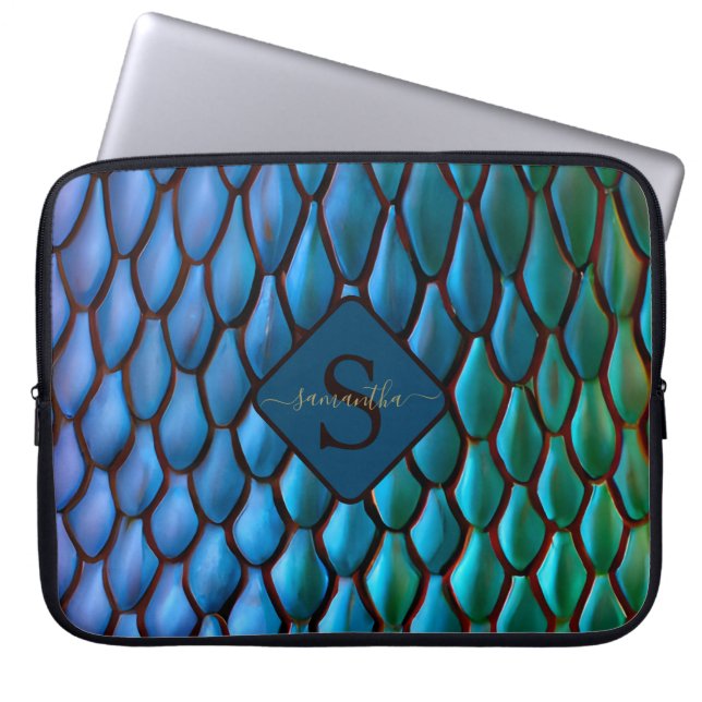 Iridescent Sjöjungfru Svan Dragon Scales Fantasy L Laptop Fodral (Framsidan)