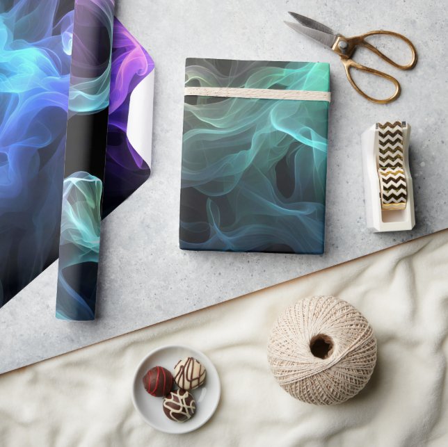 Iridescent Smoke on Black Presentpapper (Hantverk)