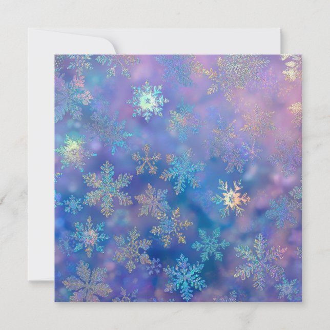 Iridescent snöflingor kort (Framsida)