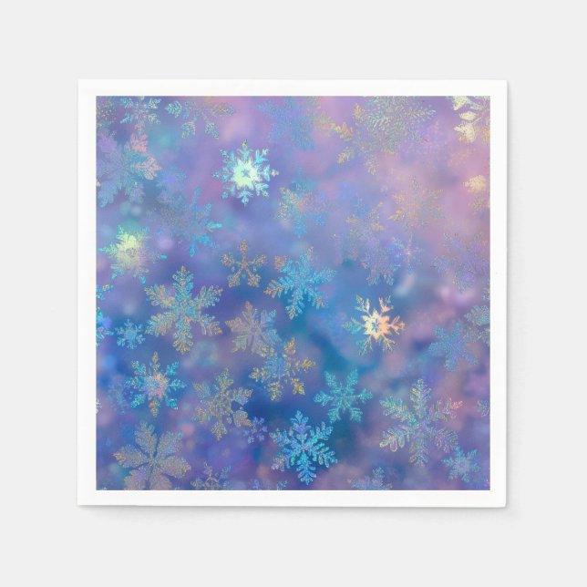 Iridescent snöflingor pappersservett (Framsidan)