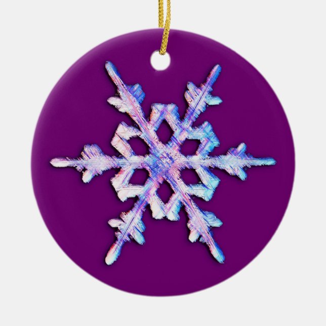 Iridescent Snowflake på Ametysts Lila Julgransprydnad Keramik (Framsidan)